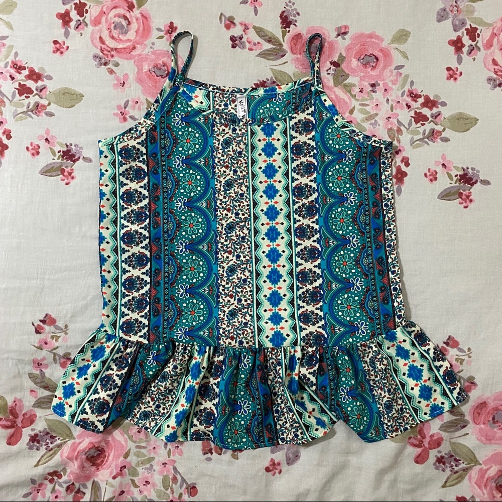 Bohemian Print Flare Tank Top